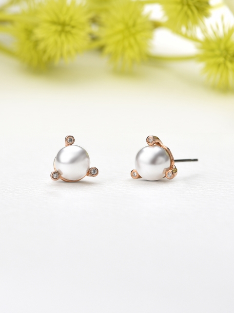 

Zaveri Pearls Rose Gold Contemporary Studs Earrings