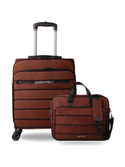 

THE ASSEMBLY Rust Overnighter Trolley Luggage with 15.6" Laptop Messenger Bag