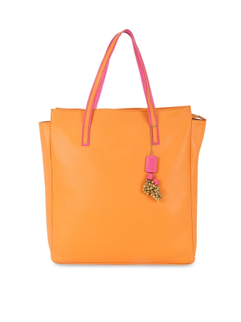 

Vdesi Orange Oversized Structured Tote Bag
