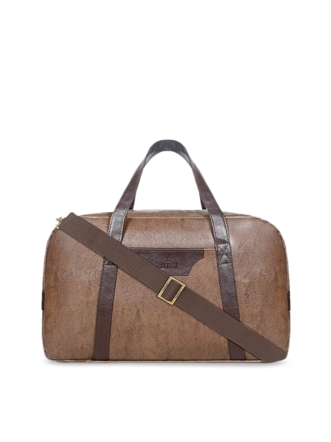 

THE CLOWNFISH Brown Textured Travel Duffle Bag 27 Liters