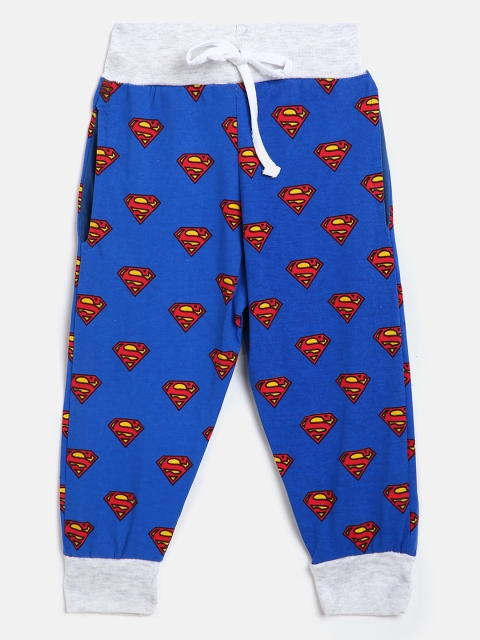 

GAME BEGINS Boys Blue & Red Superman Logo Print Cotton Joggers