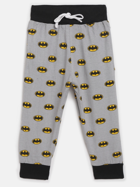 

GAME BEGINS Boys Grey & Black Batman Logo Print Cotton Joggers