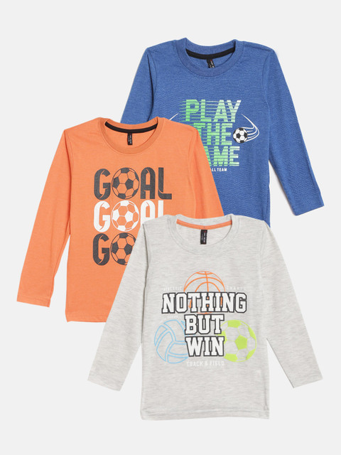 

GAME BEGINS Boys Set of 3 Assorted Pure Cotton Printed Pure Cotton T-shirts