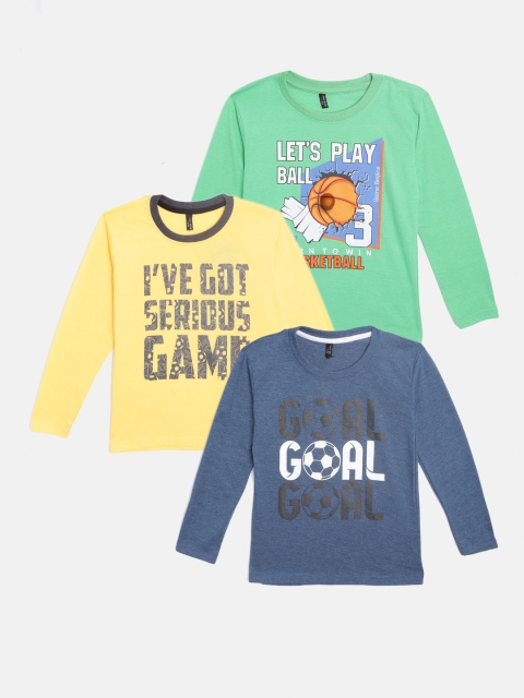 

GAME BEGINS Boys Set of 3 Assorted Pure Cotton Printed Pure Cotton T-shirts