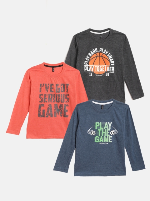 

GAME BEGINS Boys Set of 3 Assorted Pure Cotton Printed Pure Cotton T-shirts