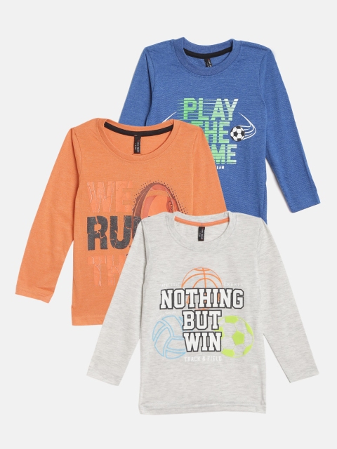 

GAME BEGINS Boys Set of 3 Assorted Pure Cotton Printed Pure Cotton T-shirts
