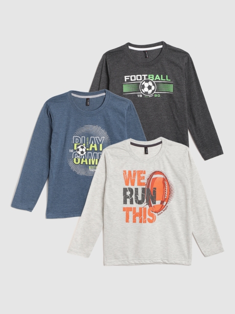 

GAME BEGINS Boys Set of 3 Assorted Pure Cotton Printed Pure Cotton T-shirts