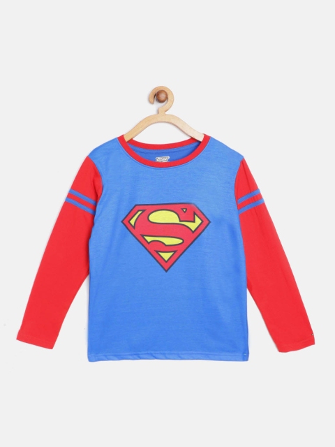 

GAME BEGINS Boys Blue & Red Superman Printed Cotton T-shirt