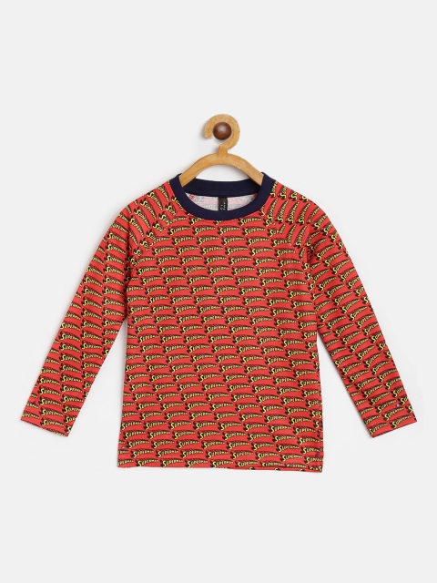 

GAME BEGINS Boys Orange Yellow Pure Cotton Superman Printed Pure Cotton T-shirt