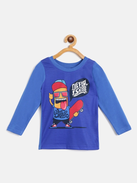 

GAME BEGINS Boys Blue Red Pure Cotton Printed Pure Cotton T-shirt with Mask