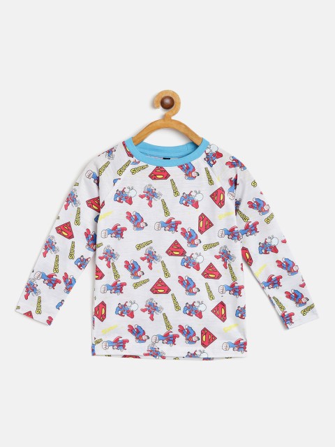 

GAME BEGINS Boys Light Grey Red Pure Cotton Superman Printed Pure Cotton T-shirt