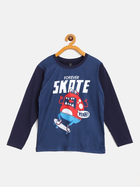 

GAME BEGINS Boys Navy Blue & White Typography Printed T-shirt