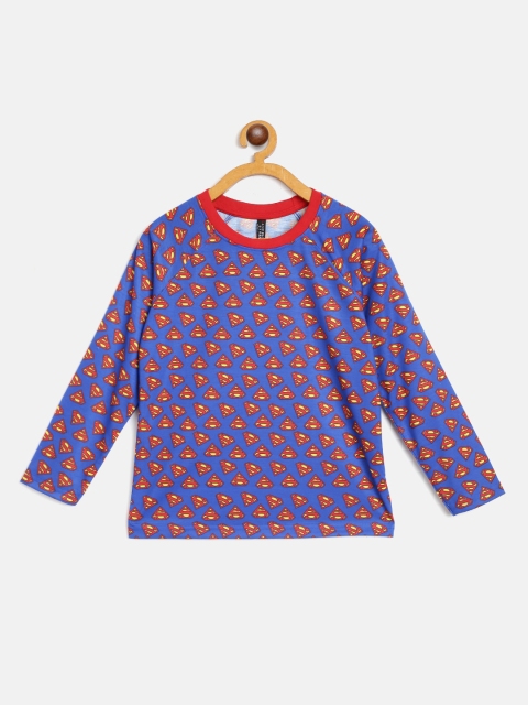 

GAME BEGINS Boys Blue Red Pure Cotton Superman Printed Pure Cotton T-shirt