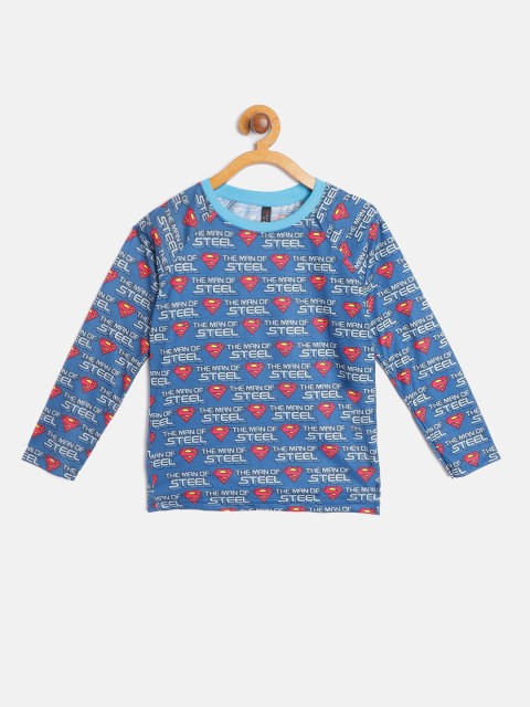 

GAME BEGINS Boys Blue Red Cotton Superman Print Pure Cotton T-shirt