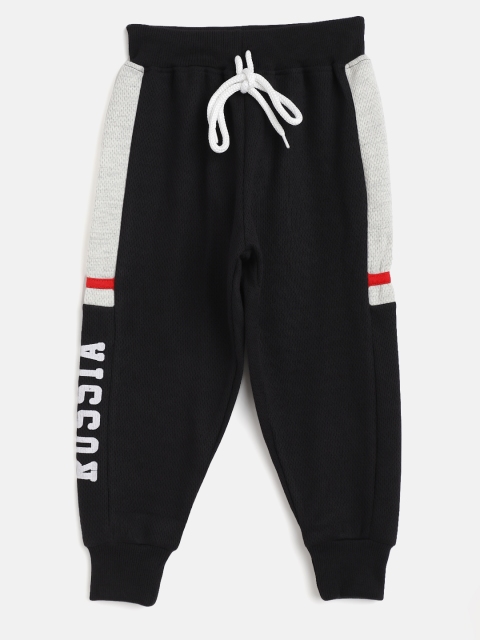 

GAME BEGINS Boys Black & Off-White Solid Joggers with Printed Detail