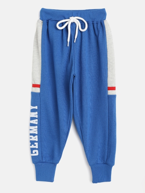 

GAME BEGINS Boys Blue & Grey Self Design Joggers with Printed Detail