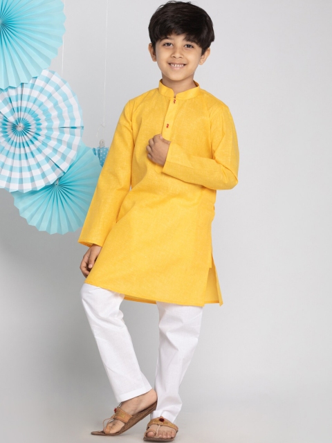 

VASTRAMAY Boys Yellow Kurti with Salwar
