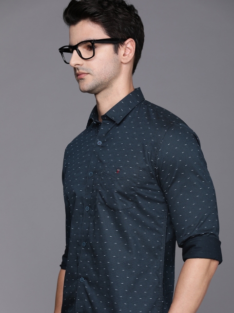 

Louis Philippe Sport Men Navy Blue Super Slim Fit Opaque Printed Casual Shirt