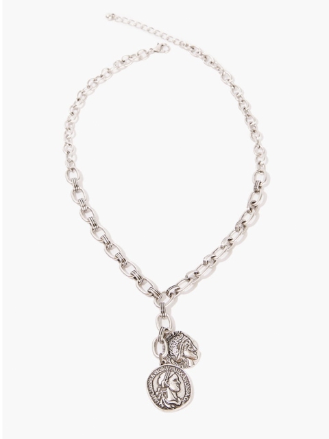 

FOREVER 21 Silver Double Coin Necklace