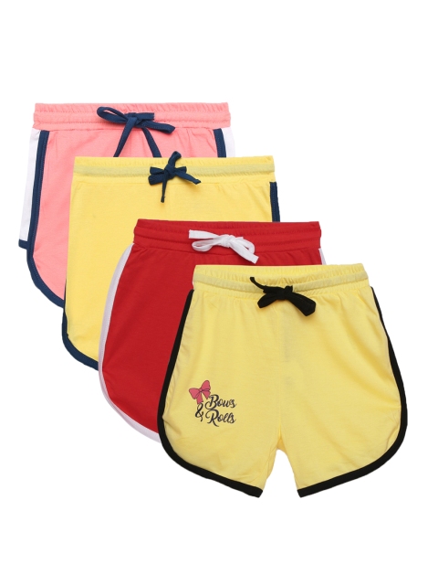 

YK Basics Girls Multicoloured Set of 4 Mid-Rise Hot Pants, Multi