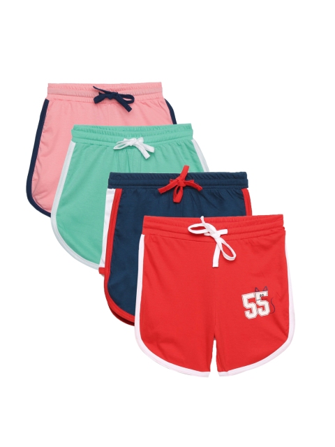 

YK Basics Girls Multicoloured Set of 4 High-Rise Hot Pants, Multi