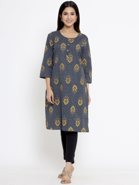 

DIVYANK Women Grey Ethnic Motifs Printed Kurta