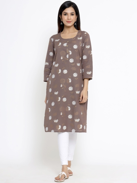 

DIVYANK Women Brown Floral Printed Kurta