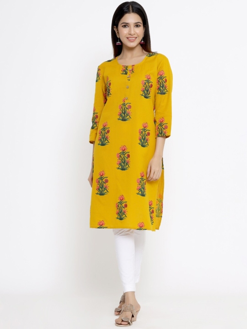 

DIVYANK Women Mustard Yellow Ethnic Motifs Printed Kurta