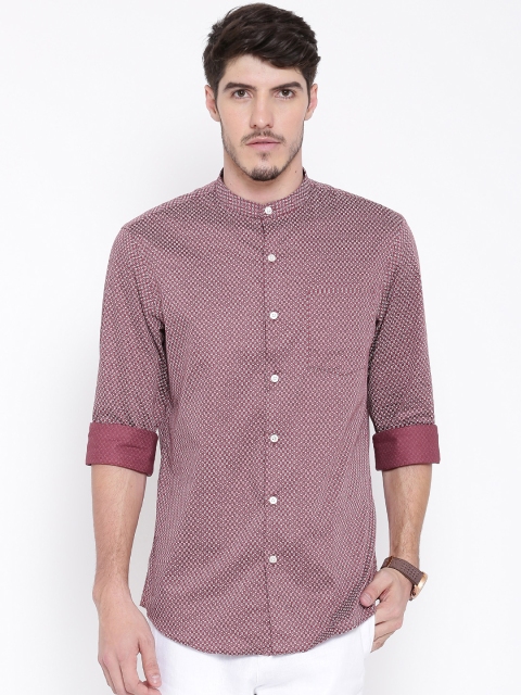 

Arrow Men Wine-Coloured Slim Printed Casual Shirt, Burgundy