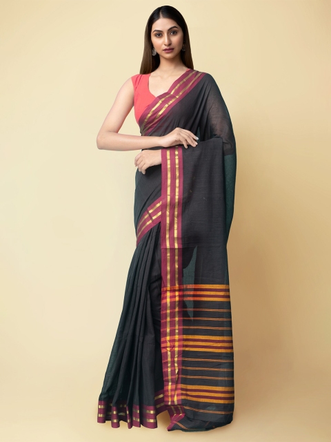 

Unnati Silks Black Woven Design Silk Cotton Chanderi Saree