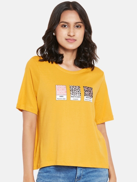 

People Women Mustard Yellow Graphic Printed T-shirt