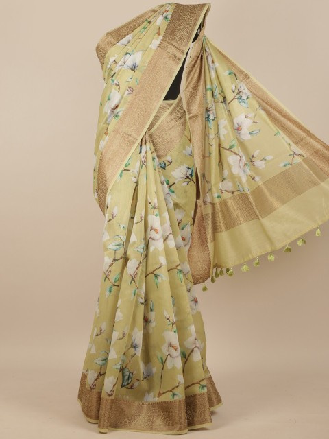 

Pothys Yellow Floral Printed Pure Cotton Saree