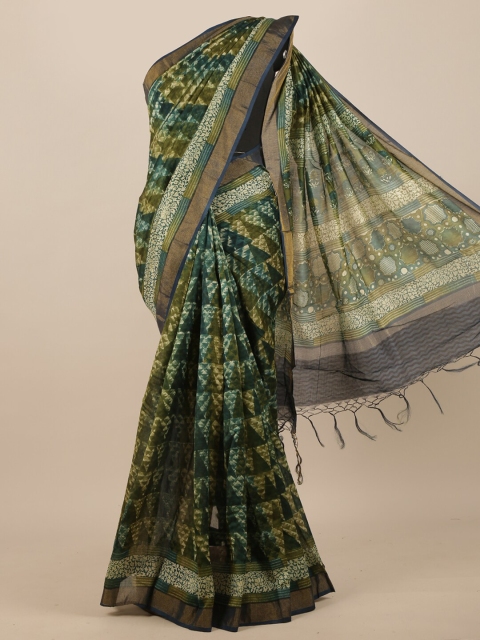 

Pothys Olive Green & Teal Saree