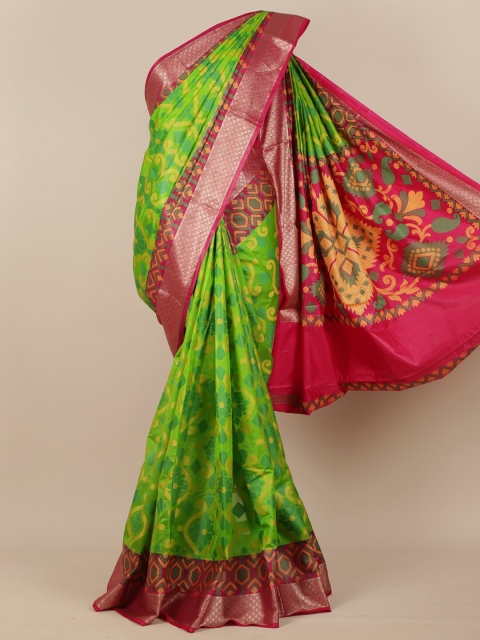

Pothys Green & Pink Ethnic Motifs Saree
