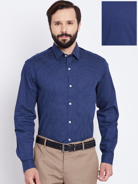 

Arrow Men Navy Slim Fit Printed Formal Shirt, Navy blue