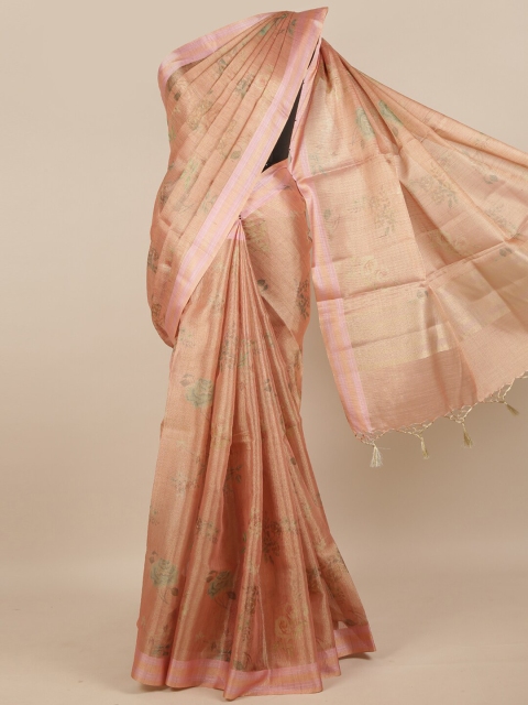

Pothys Women Pink Tissue Floral Printed Saree