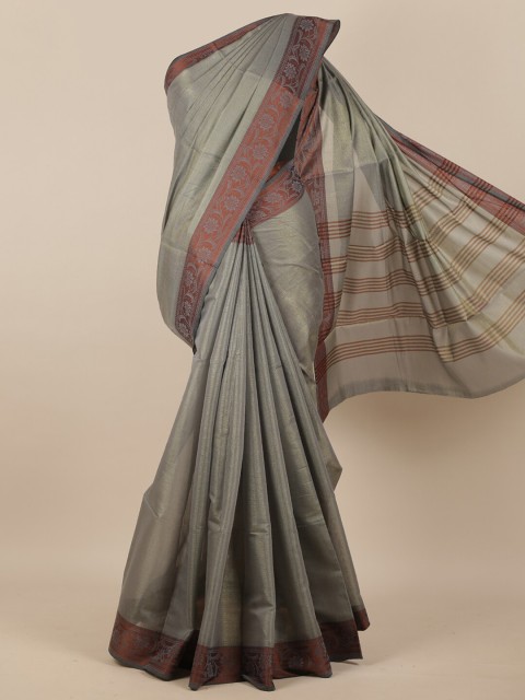 

Pothys Grey & Brown Tissue Saree