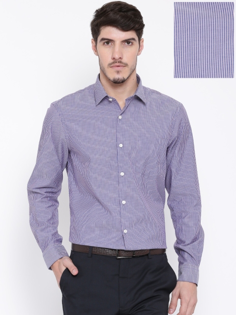 

Arrow Men Navy Slim Fit Striped Formal Shirt, Navy blue