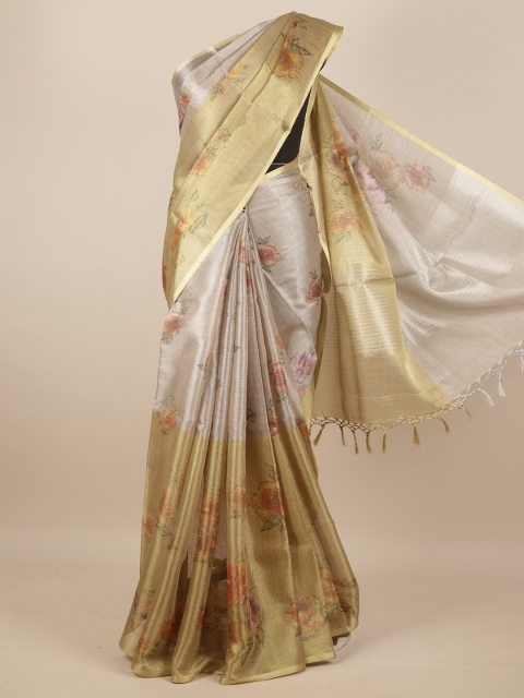 

Pothys Women Gold & Silver Floral Printed Saree