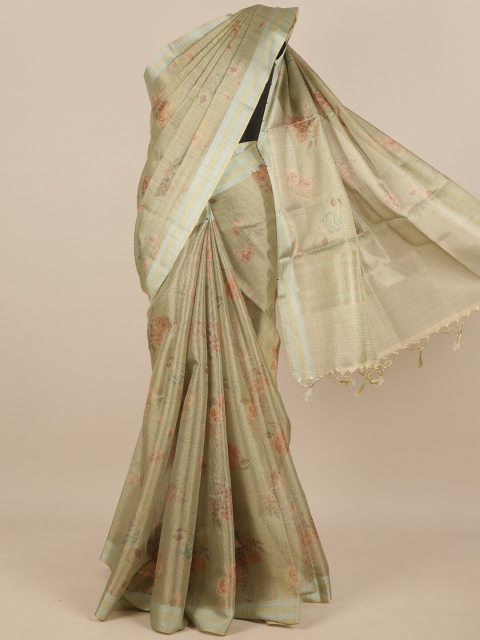 

Pothys Green & Gold-Toned Woven Design Tissue Saree