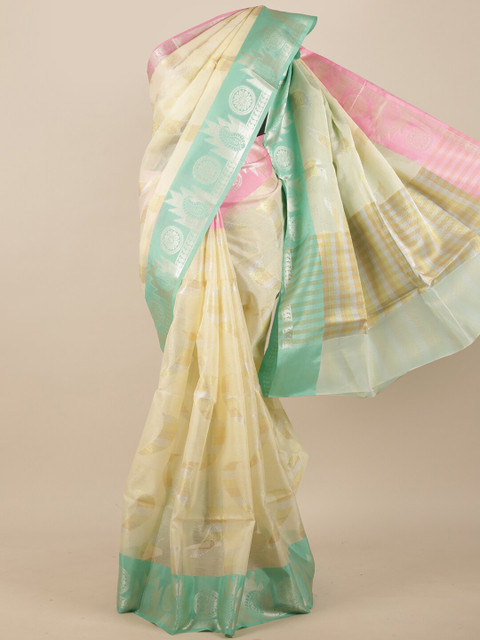 

Pothys Women Yellow & Green Woven Designed Saree