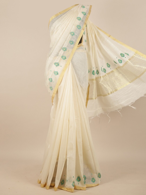 

Pothys Jute Cotton White Zari Border Saree