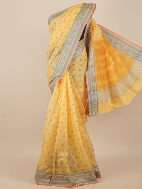 

Pothys Yellow & Grey Supernet Saree