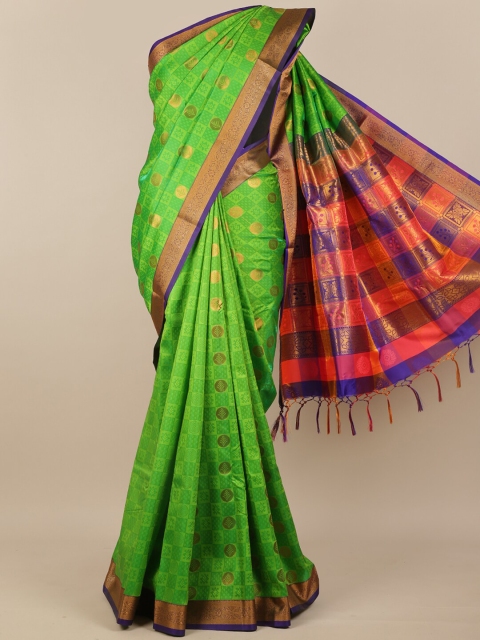 

Pothys Women Green Ethnic Motifs Woven Designed Saree
