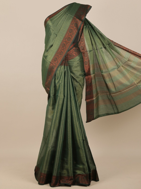 

Pothys Green & Brown Woven Design Border Tissue Saree