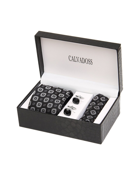 

Calvadoss Men Black & White Printed Microfiber Accessory Gift Set