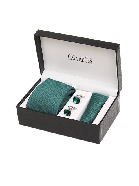 

Calvadoss Men Green & Silver-Toned Accessory Gift Set