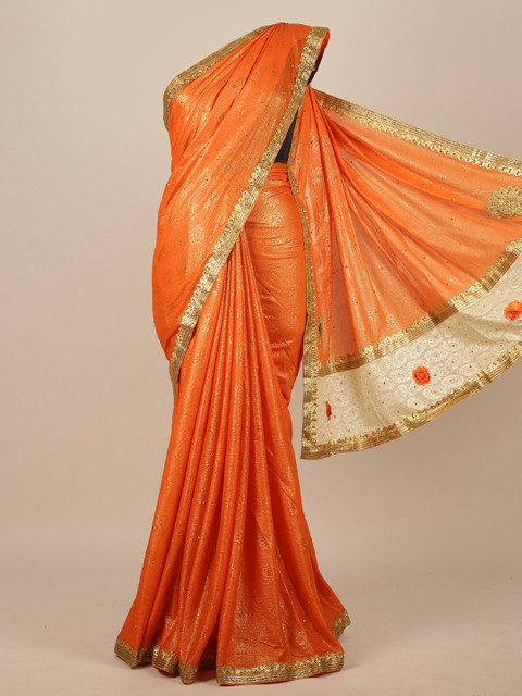 

Pothys Orange Embellished Saree