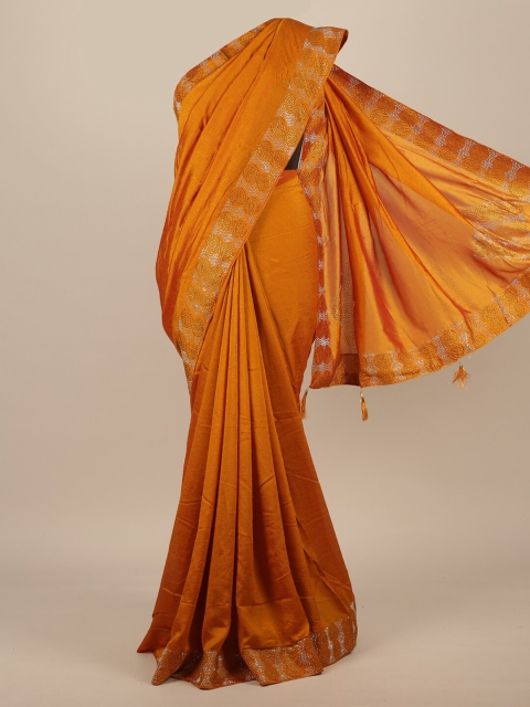 

Pothys Mustard Sequinned Jute Silk Saree