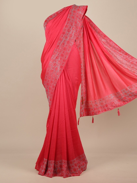 

Pothys Pink Beads and Stones Jute Silk Heavy Work Saree